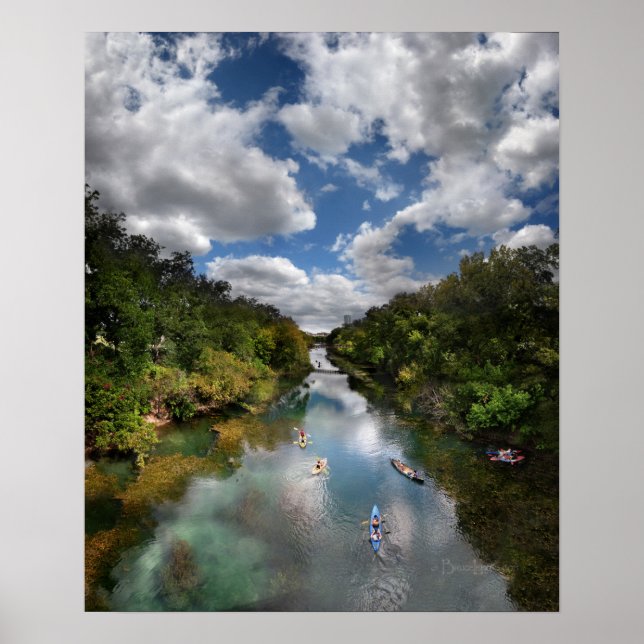 Poster Barton Creek Kayaks - Austin Texas (Frente)
