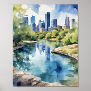 Poster Barton Primavera Austin Texas Watercolor