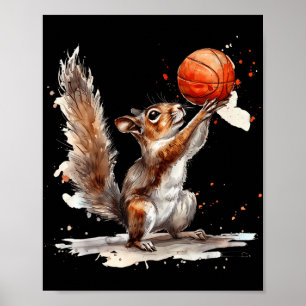 Poster Basball Watercolor Squirrel Basball Bb