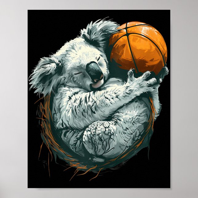 Poster Basbol Animal Art Drawing Koala Basbol Pla (Frente)