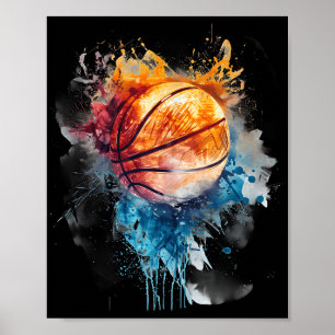 Poster Basbol - Cores Aquáticas - Basquete de Desenho Col
