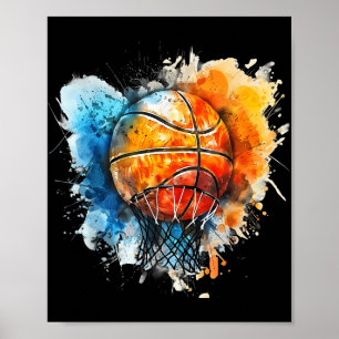Poster Basbol - Cores Aquáticas - Basquete de Desenho Col