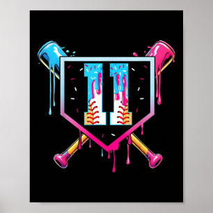 Poster Baseball 11 Anos de Idade Sorvete Gotejamento 11º 