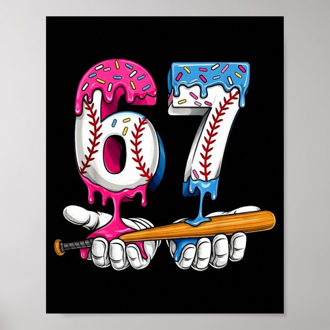 Poster Baseball 67 Ice Cream Drip Six Seven Boys Funny Me (Frente)