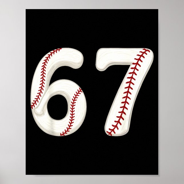 Poster Baseball 67 Number Funny Six Seven Gen Alpha Meme  (Frente)
