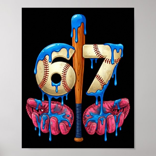 Poster Baseball 67 Six Seven Funny Gen Alpha Meme Drip  (Frente)