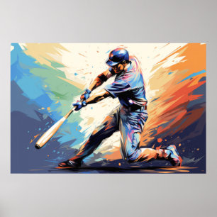 Poster Baseball Action Sports Painting Abstrato Art Decor