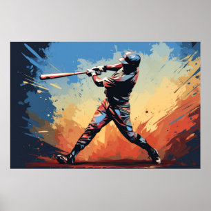Poster Baseball Action Sports Painting Abstrato Art Decor