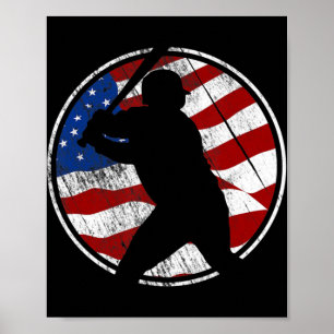 Poster Baseball American Flag - Vintage Baseball