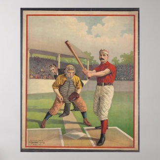 Pôster Baseball Americano, Vintage 1895 Framed Art Impres