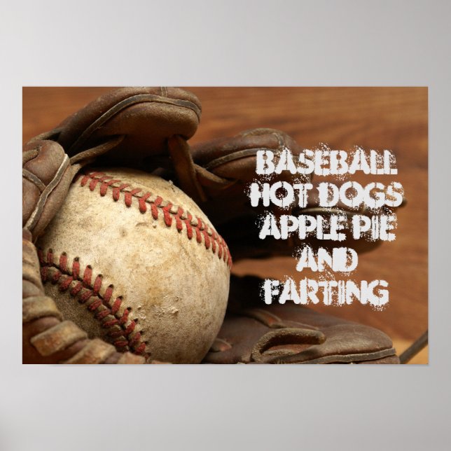 POSTER BASEBALL APPLE PIE HOT DOGS E FARTIGOS (Frente)