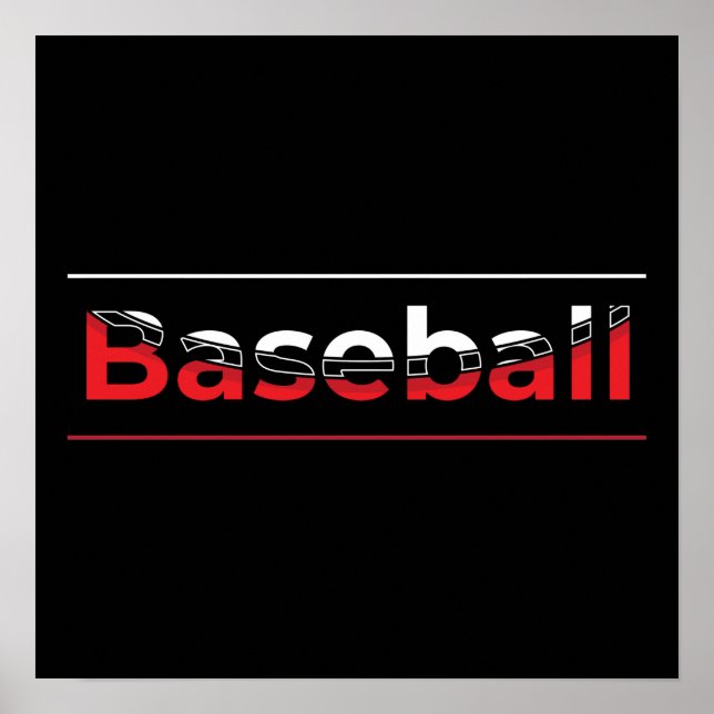Poster Baseball - Arte Geométrica Minimalista (Frente)
