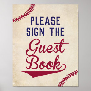 Poster Baseball Baby Shower Sign the Guest Book Sign