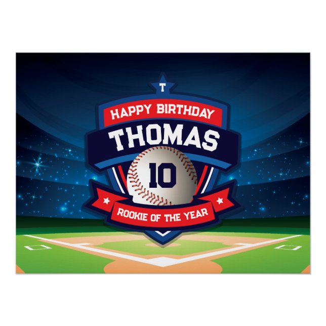 Pôster Baseball Birthday banner backdrop  (Frente)