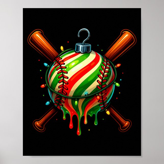 Poster Baseball Christmas Ice Cream Drip Baseball Dripng  (Frente)