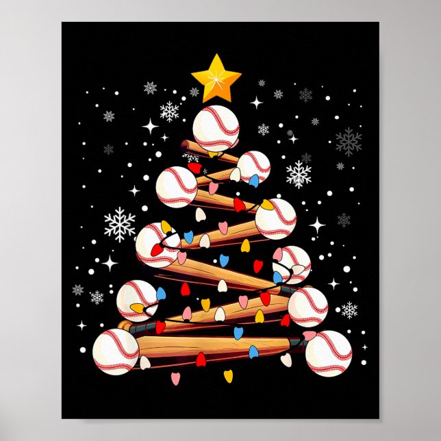 Poster Baseball Christmas Tree Light Xmas Baseball Boys K (Frente)