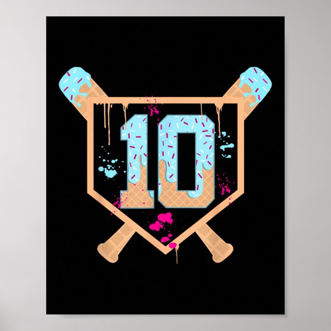 Poster Baseball com 10 anos de Sorvete Drip 10º aniversár (Frente)