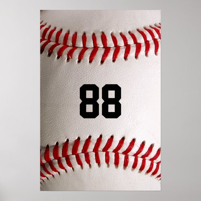 Poster Baseball com número personalizável (Frente)