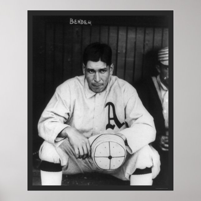 Poster Baseball de Pitcher Bender, 1910 (Frente)