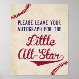 Poster Baseball deixe seu autógrafo para o pequeno All St