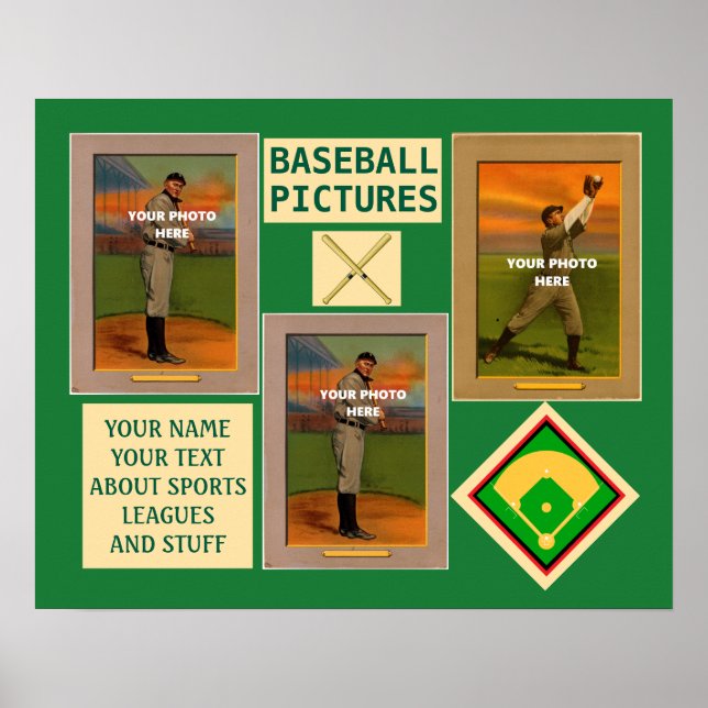 Poster Baseball desportivo em equipe Foto e Texto (Frente)