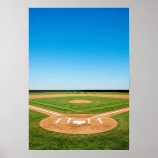 Poster Baseball Diamond Under Bright Blue Sky