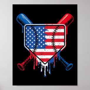 Poster Baseball Drill Boys Sorvete Patriótico Americano F