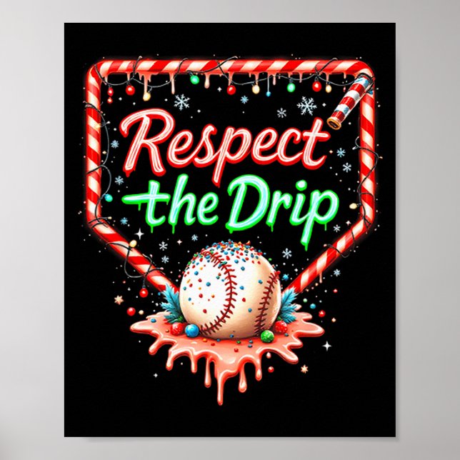 Poster Baseball Drip Boys Ice Cream Christmas Youth Respe (Frente)