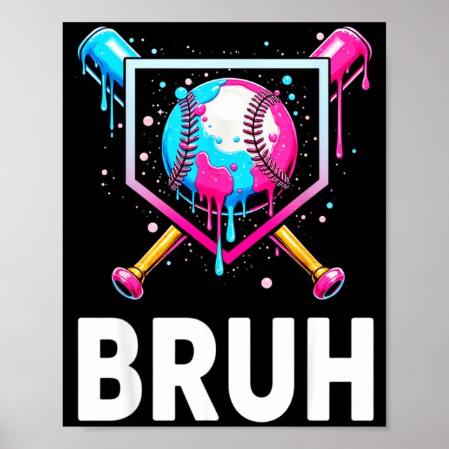 Poster Baseball Drip Funny Bruh Ice Cream Dripng Matching (Frente)