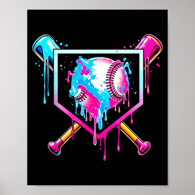 Poster Baseball Drip Funny Ice Cream Dripng Matching Fami (Frente)