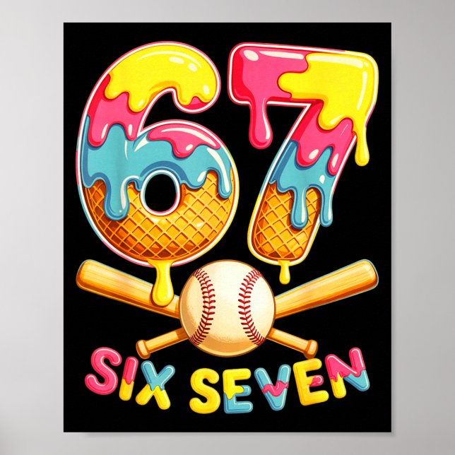 Poster Baseball Drip Ice Cream Number 67 Player Lifestyle (Frente)