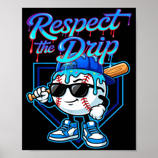 Poster Baseball Drip Ice Cream Respect The Drip Home Plat (Frente)