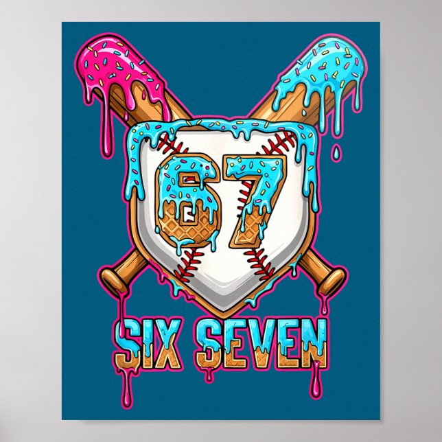 Poster Baseball Drip Number 67 Player 6-7 Six Seven Meme  (Frente)