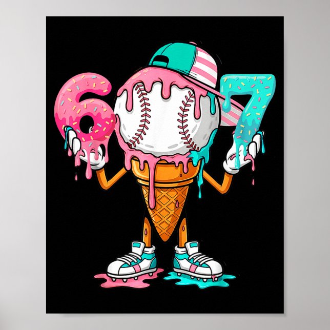 Poster Baseball Drip Number 67 Player Or 67th Birthday  (Frente)