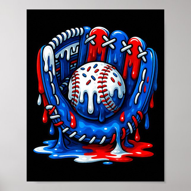 Poster Baseball Drip Team For Boys Ice Cream Cool  (Frente)