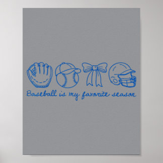Poster Baseball É a Estação Favorita Coquette Bow Mulhere