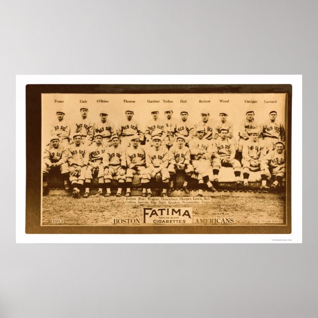 Poster Baseball em Boston Red Sox 1913 (Frente)