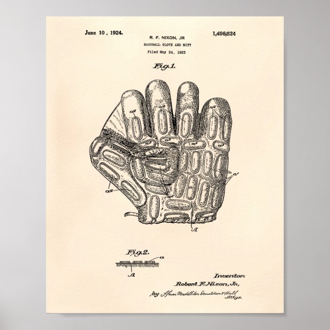 Poster Baseball Glove 1924 Patent Art - Old Peper (Frente)