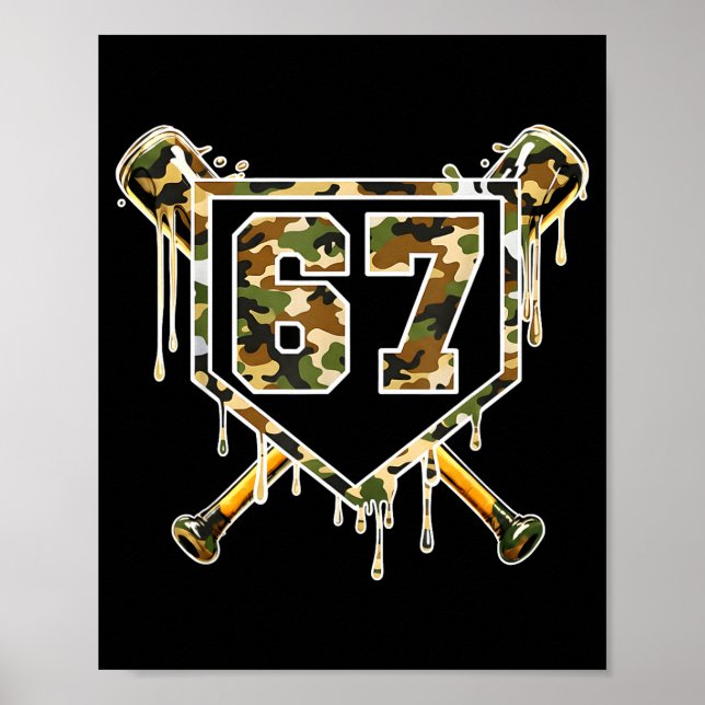 Poster Baseball Ice Cream Drip 67 Camo Six Seven Funny Me (Frente)