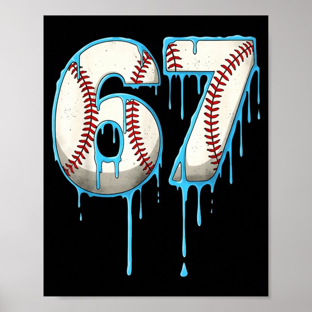 Poster Baseball Ice Cream Drip 67 Six Seven Meme Number 6 (Frente)