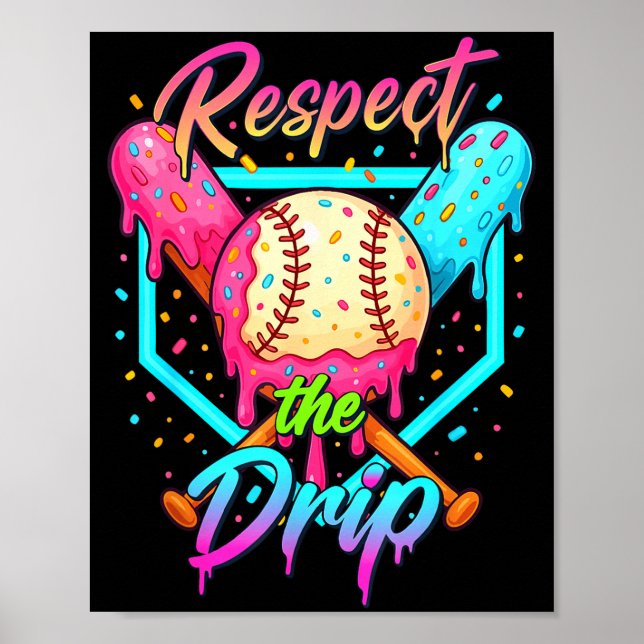 Poster Baseball Ice Cream Drip Number 67 Player 67 Respec (Frente)