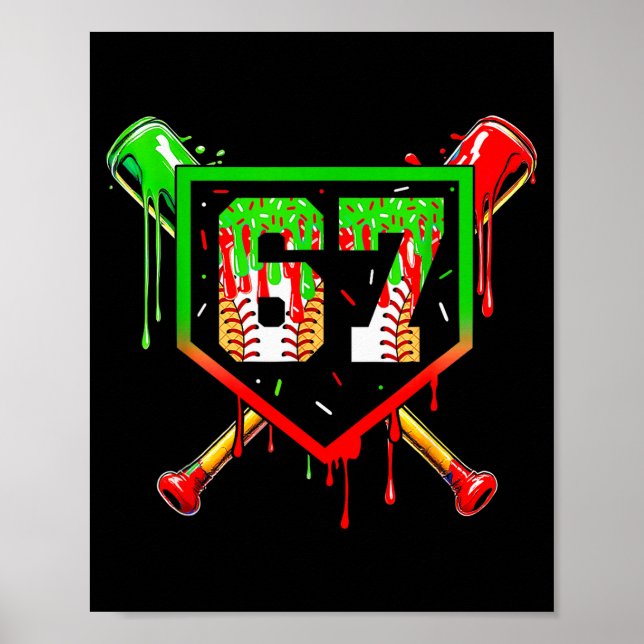 Poster Baseball Ice Cream Drip Number 67 Player 6 7 Chris (Frente)