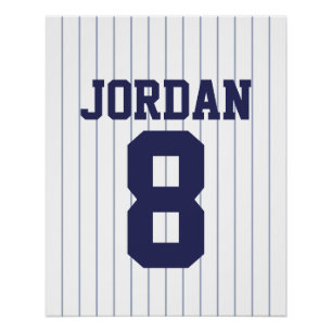 Pôster Baseball Jersey com nome e número personalizados