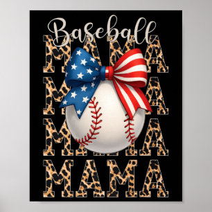 Poster Baseball Mama Game Day Baseball Usa 4 De Julho Mo