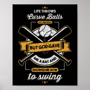 Poster Baseball Mas Deus Deu Presente Cristão