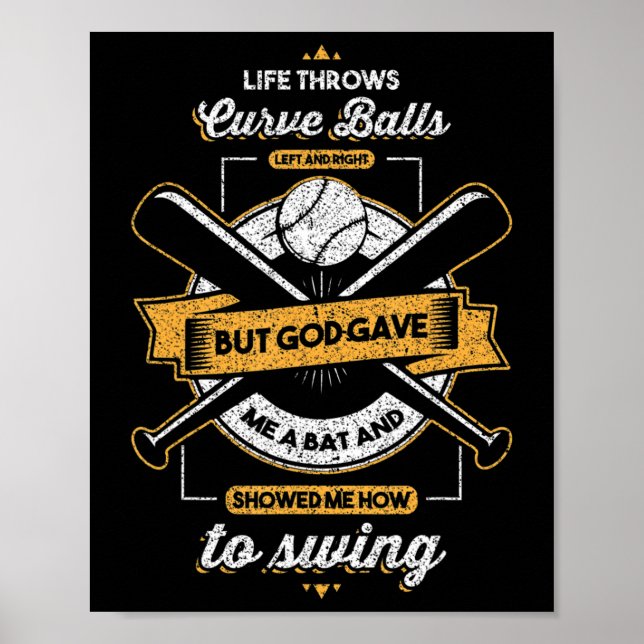 Poster Baseball Mas Deus Deu Presente Cristão (Frente)