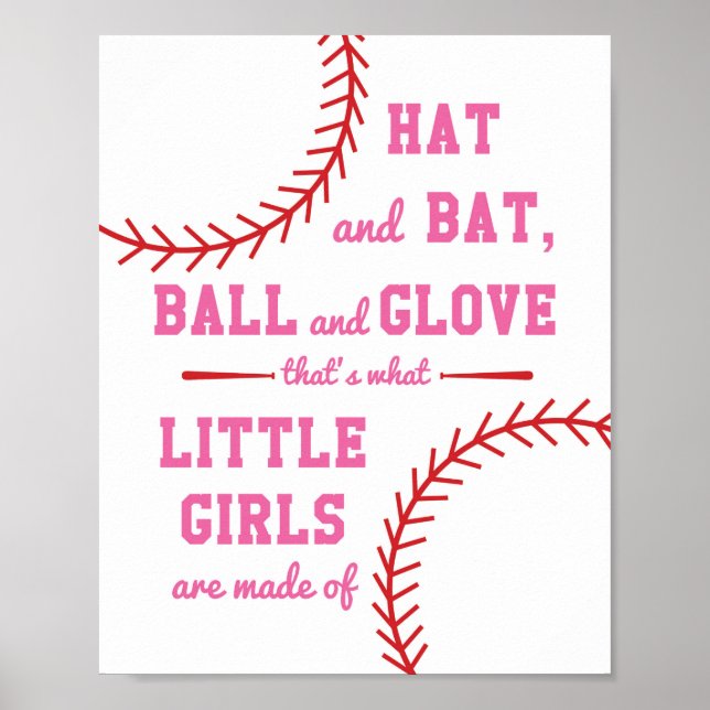 Poster Baseball Pensava Que Pequenas Garotas São Feitas D (Frente)