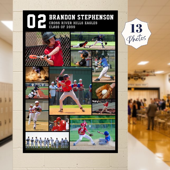 Poster Baseball Player Name Number 13 Photo Collage (Criador carregado)