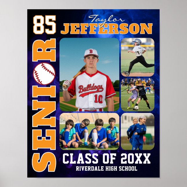 Poster Baseball Player Senior Night Sports Photo Collage (Frente)