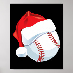 Poster Baseball Santa Hat Men Natal Para Rapazes